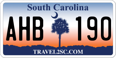 SC license plate AHB190