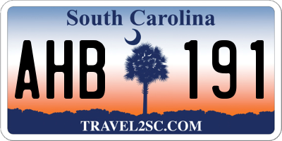 SC license plate AHB191