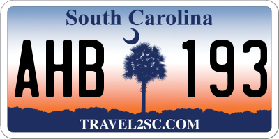 SC license plate AHB193