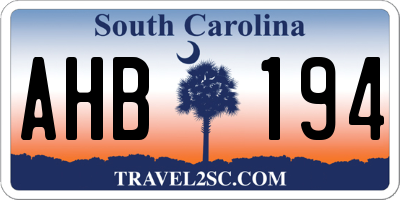 SC license plate AHB194