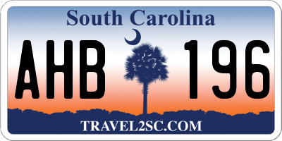 SC license plate AHB196