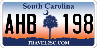 SC license plate AHB198
