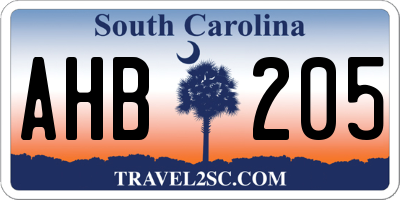 SC license plate AHB205