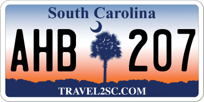 SC license plate AHB207