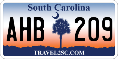 SC license plate AHB209