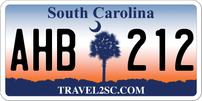 SC license plate AHB212
