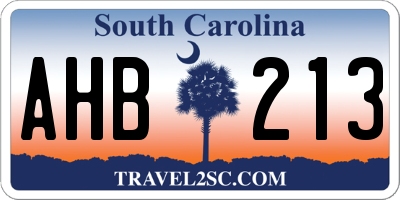 SC license plate AHB213