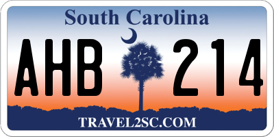 SC license plate AHB214