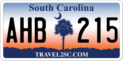 SC license plate AHB215