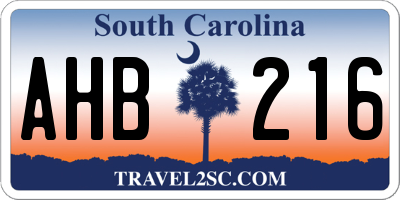 SC license plate AHB216