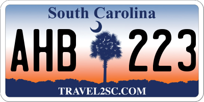 SC license plate AHB223