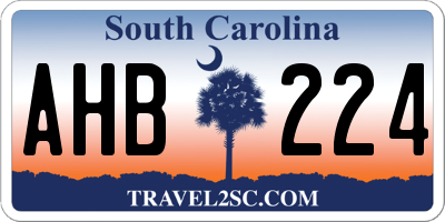 SC license plate AHB224