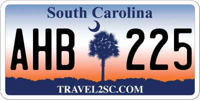 SC license plate AHB225