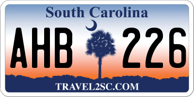 SC license plate AHB226