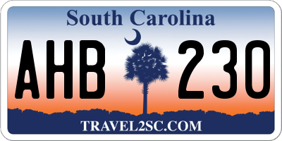 SC license plate AHB230