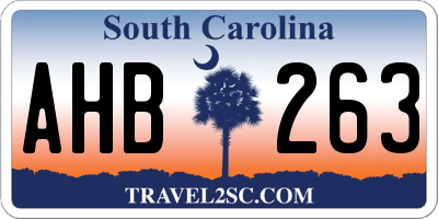 SC license plate AHB263