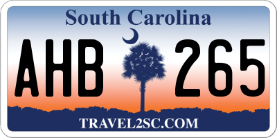 SC license plate AHB265