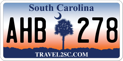 SC license plate AHB278