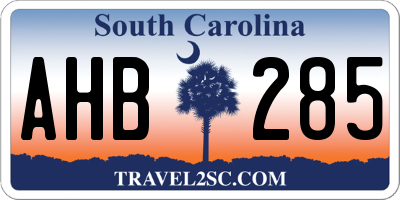 SC license plate AHB285