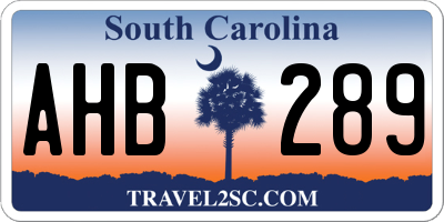 SC license plate AHB289