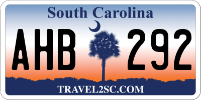 SC license plate AHB292