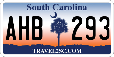 SC license plate AHB293