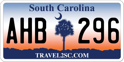 SC license plate AHB296