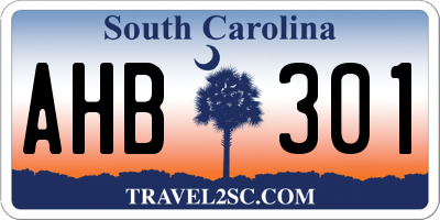SC license plate AHB301