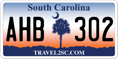SC license plate AHB302