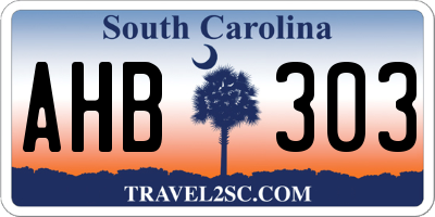 SC license plate AHB303