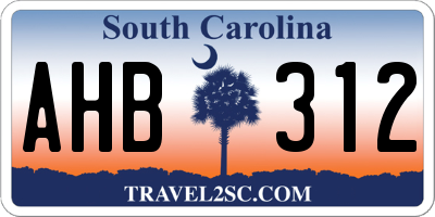 SC license plate AHB312