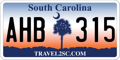 SC license plate AHB315