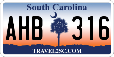 SC license plate AHB316