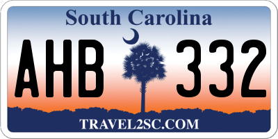 SC license plate AHB332