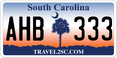 SC license plate AHB333