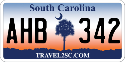 SC license plate AHB342