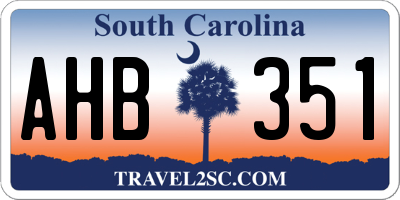 SC license plate AHB351