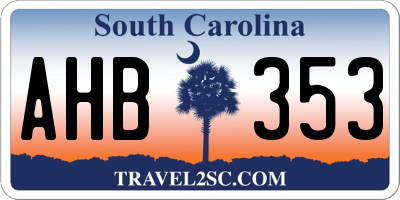 SC license plate AHB353