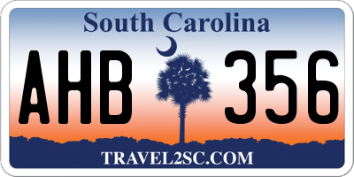 SC license plate AHB356