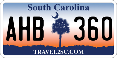 SC license plate AHB360