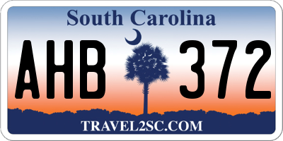 SC license plate AHB372