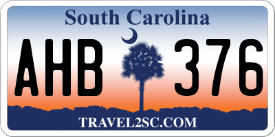 SC license plate AHB376