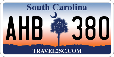SC license plate AHB380