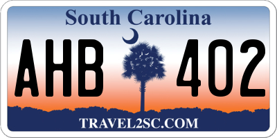 SC license plate AHB402
