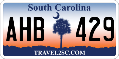SC license plate AHB429