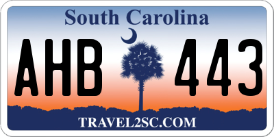 SC license plate AHB443