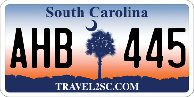 SC license plate AHB445