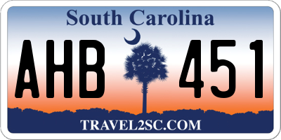 SC license plate AHB451