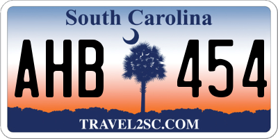 SC license plate AHB454
