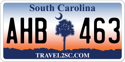 SC license plate AHB463